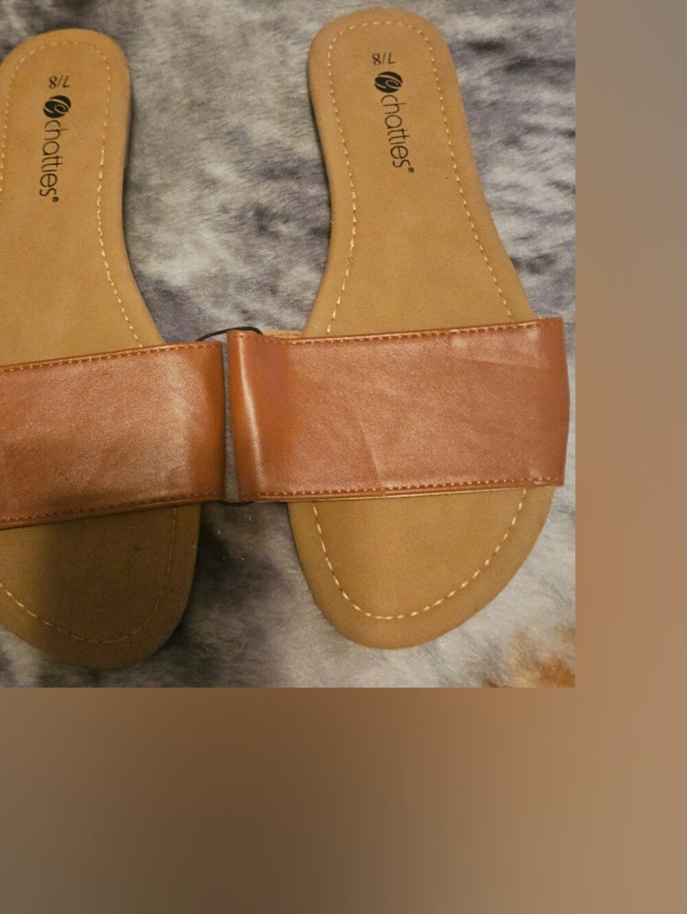 Charlotte Russe Brown/Tan Wide Strap Slide Sandals